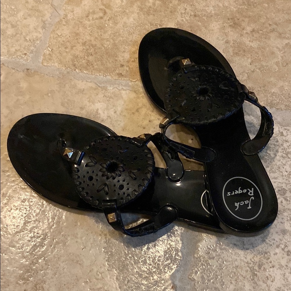 Jack Rogers Black Sandals with Cutout Design
